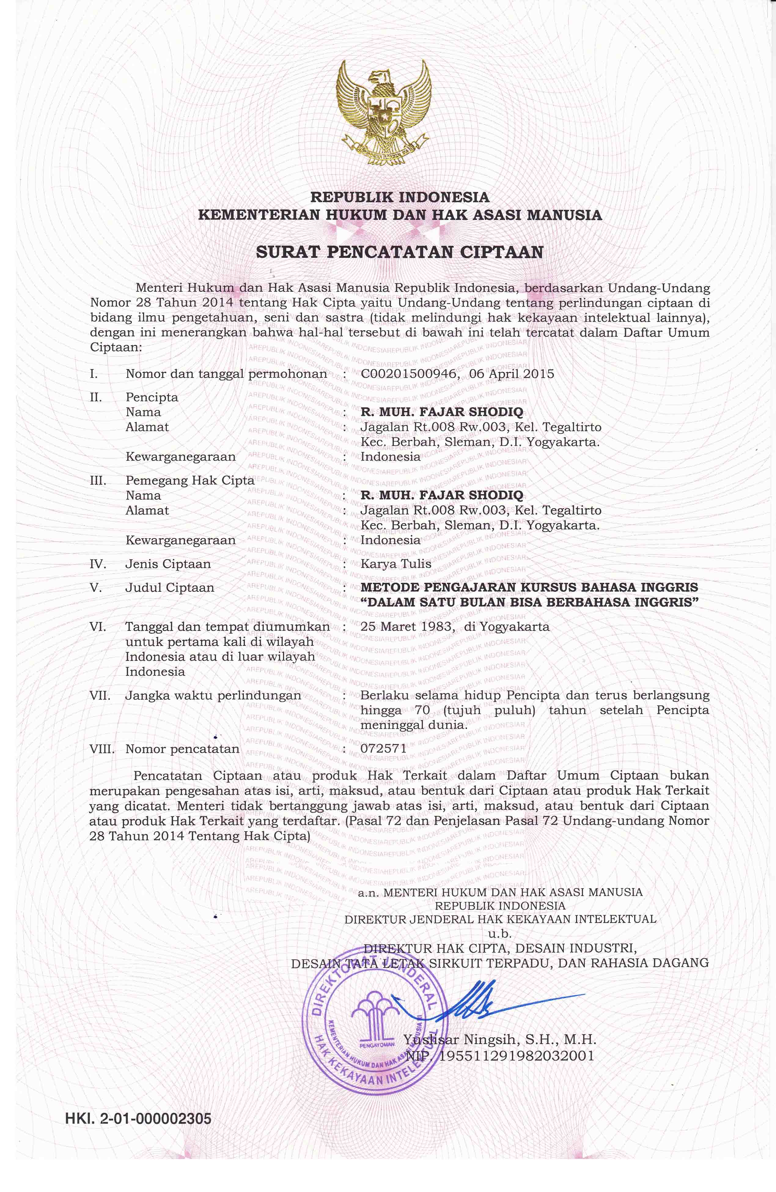 Hak Cipta – VanDhanoe Associates – Indonesian Legal Journal